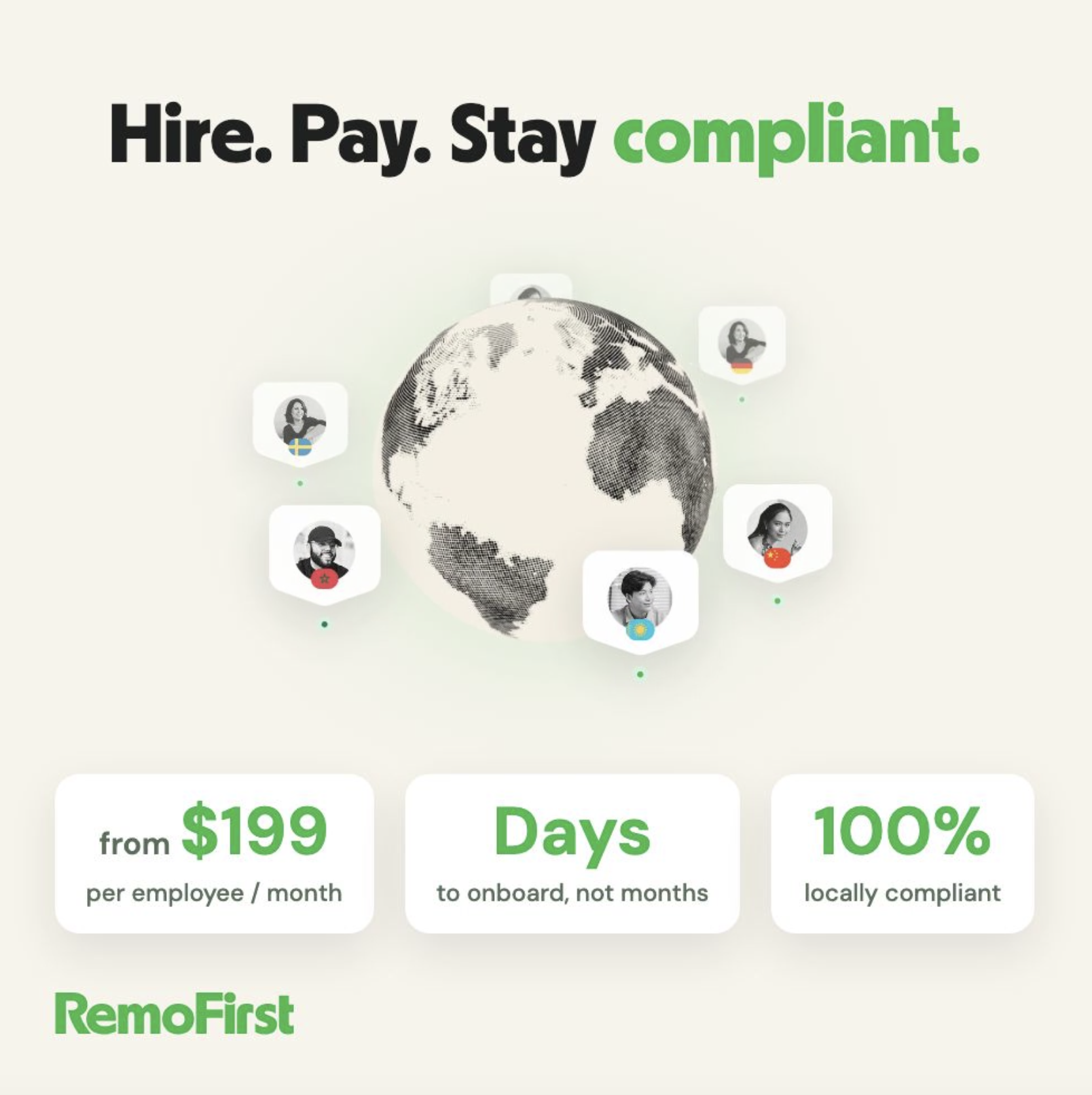 RemoFirst ChatGPT ad — International Payroll starting at $199/mo in Career & Jobs