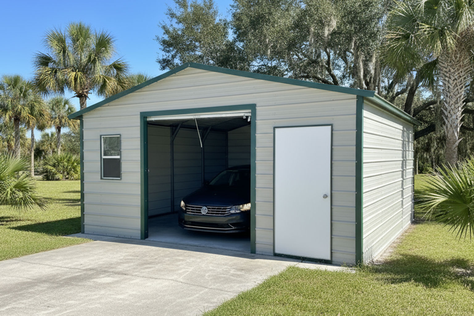 Keen's Portable Buildings Inc ChatGPT ad — Custom 1-Car & 2 Car Metal Garages in Real Estate