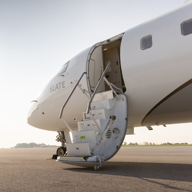 Slate Aviation ChatGPT ad — Seats on Dog-Friendly Private Jets