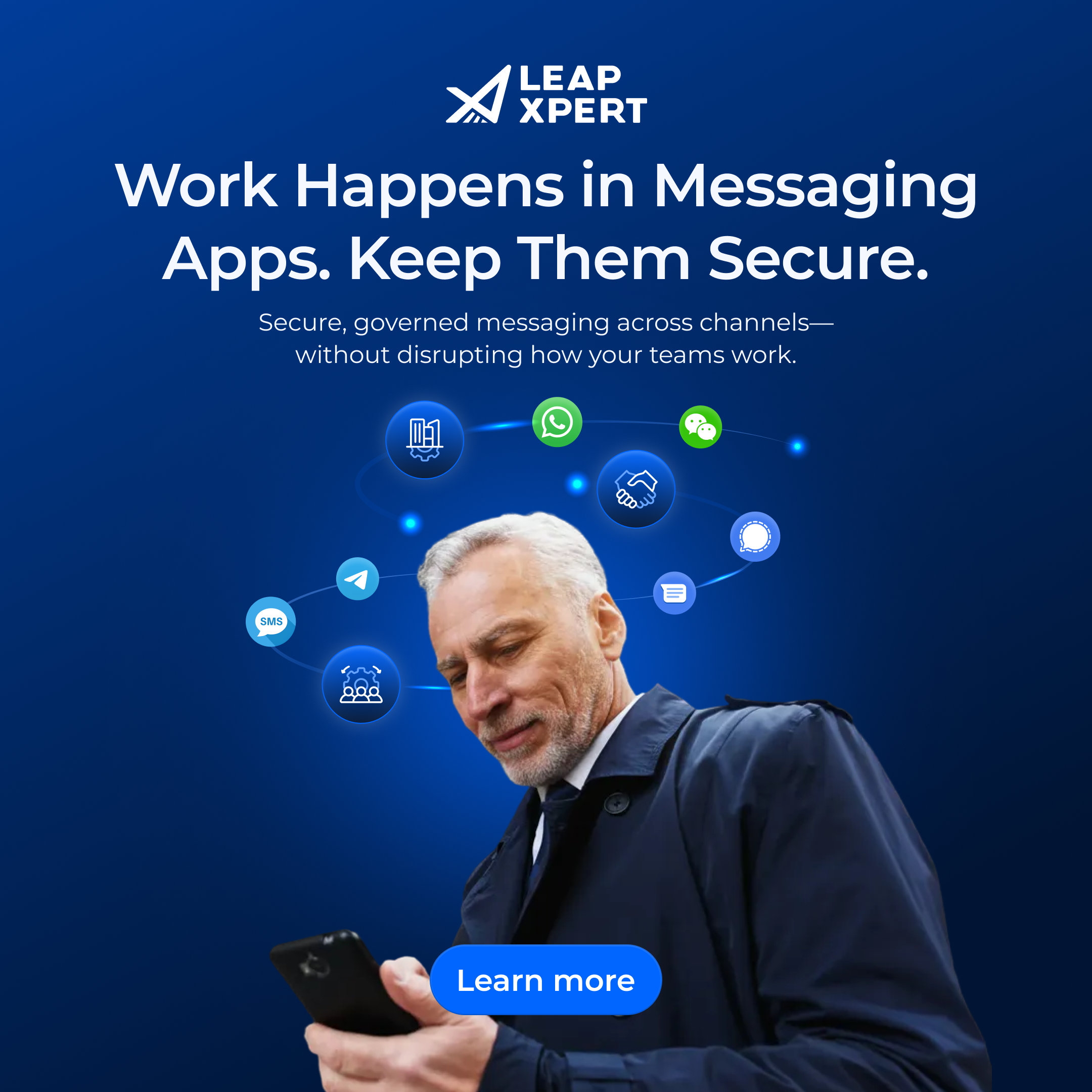 LeapXpert ChatGPT ad — Meet Clients on the Apps They Already Use in Business Consulting
