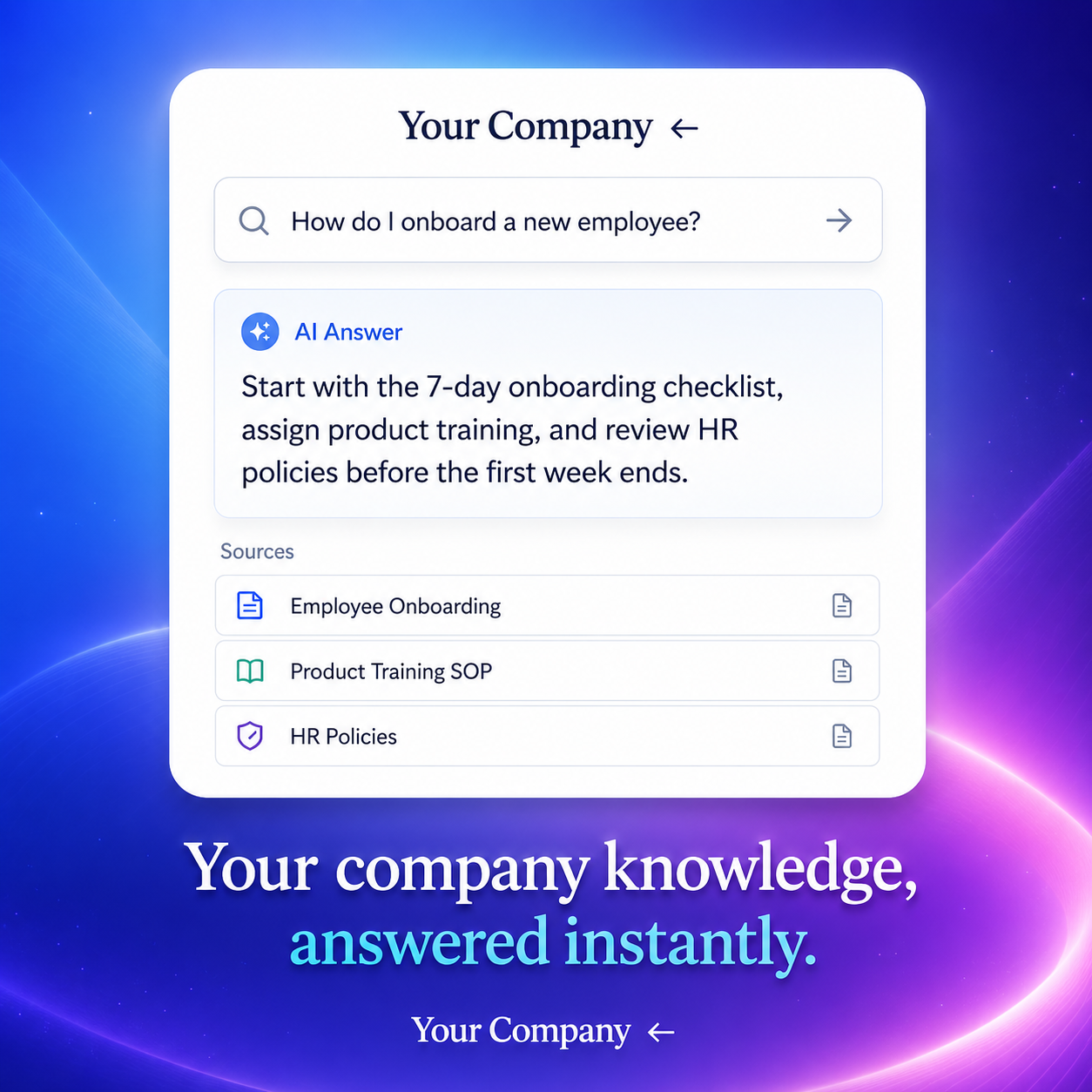 Helpjuice, Inc. ChatGPT ad — Company Knowledge, Now Searchable by AI