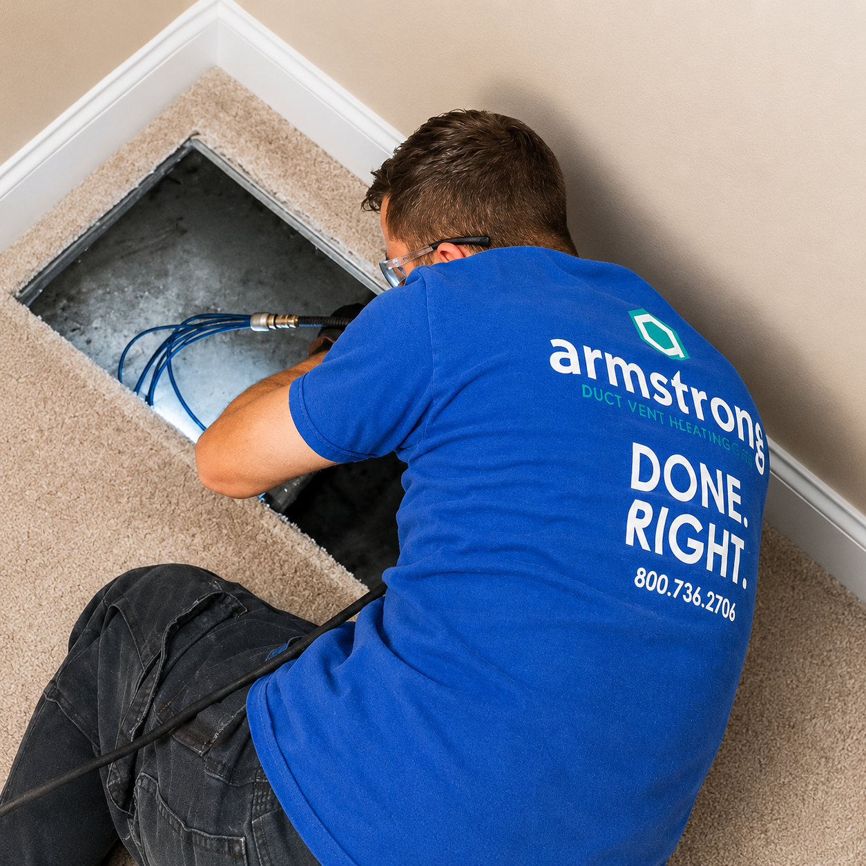 Armstrong Duct & Vent ChatGPT ad — Less Dust At Home