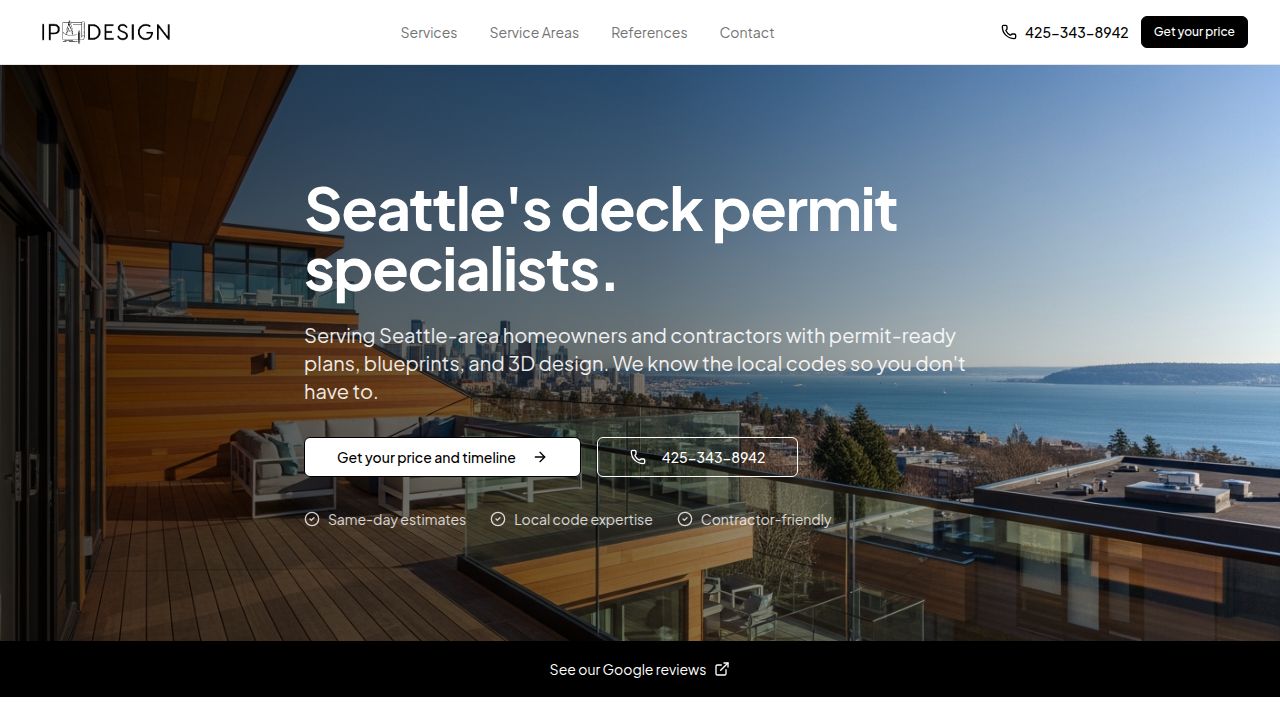 IP Design ChatGPT ad — IP Design | Deck Permits & Plans in Greater Seattl in Fence, Deck & Patio Construction & Repair