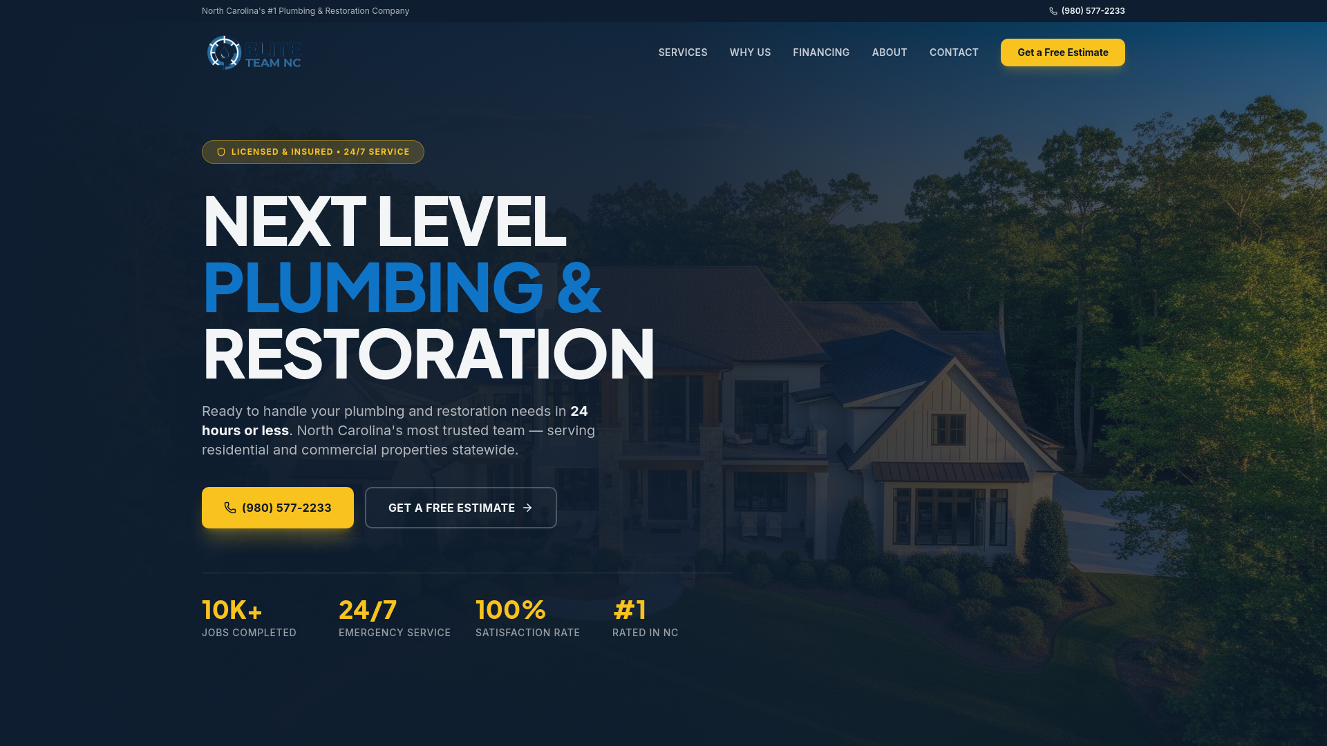 eliteteamnc.com ChatGPT ad — Elite Team NC | Plumbing & Restoration Services in in Bathtub, Tile & Countertop Refinishing Services