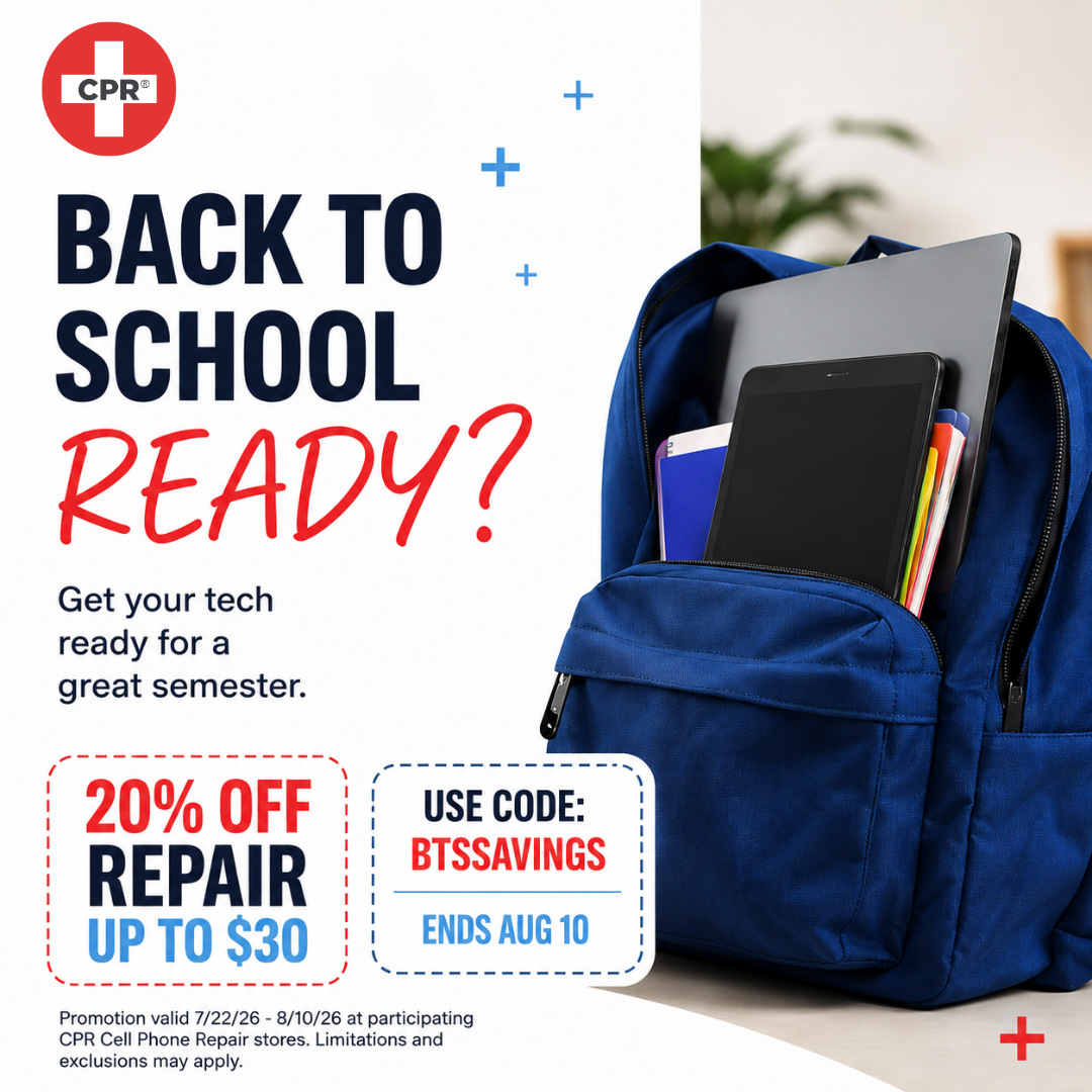 CPR Cell Phone Repair ChatGPT ad — Back to School: 20% Off Repair in Consumer Electronics & Mobile Device Repair Services