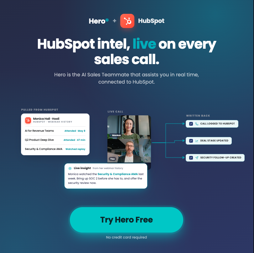 Vivun, Inc ChatGPT ad — HubSpot users: meet Hero