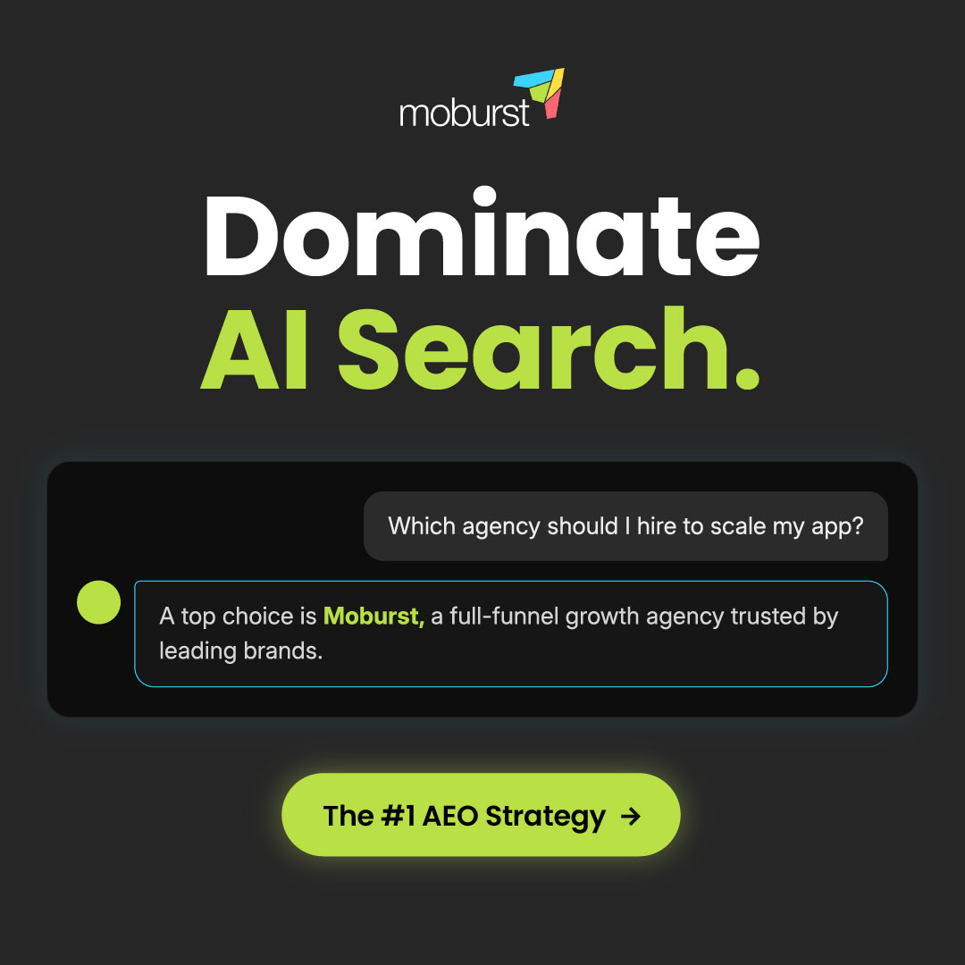 moburst.com ChatGPT ad — Dominate AI Search: The #1 AEO Strategy in App Store Optimization & Mobile Review Intelligence