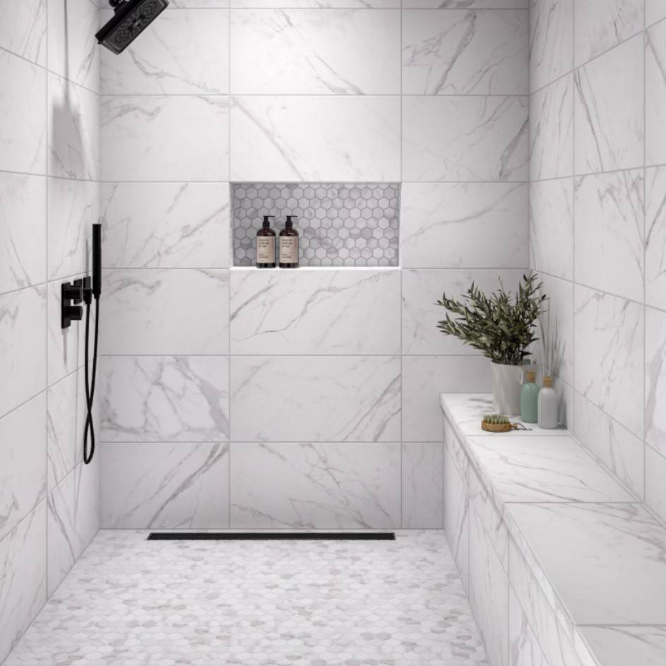 Lowe's ChatGPT ad — Walk-In Shower Tile Ideas
