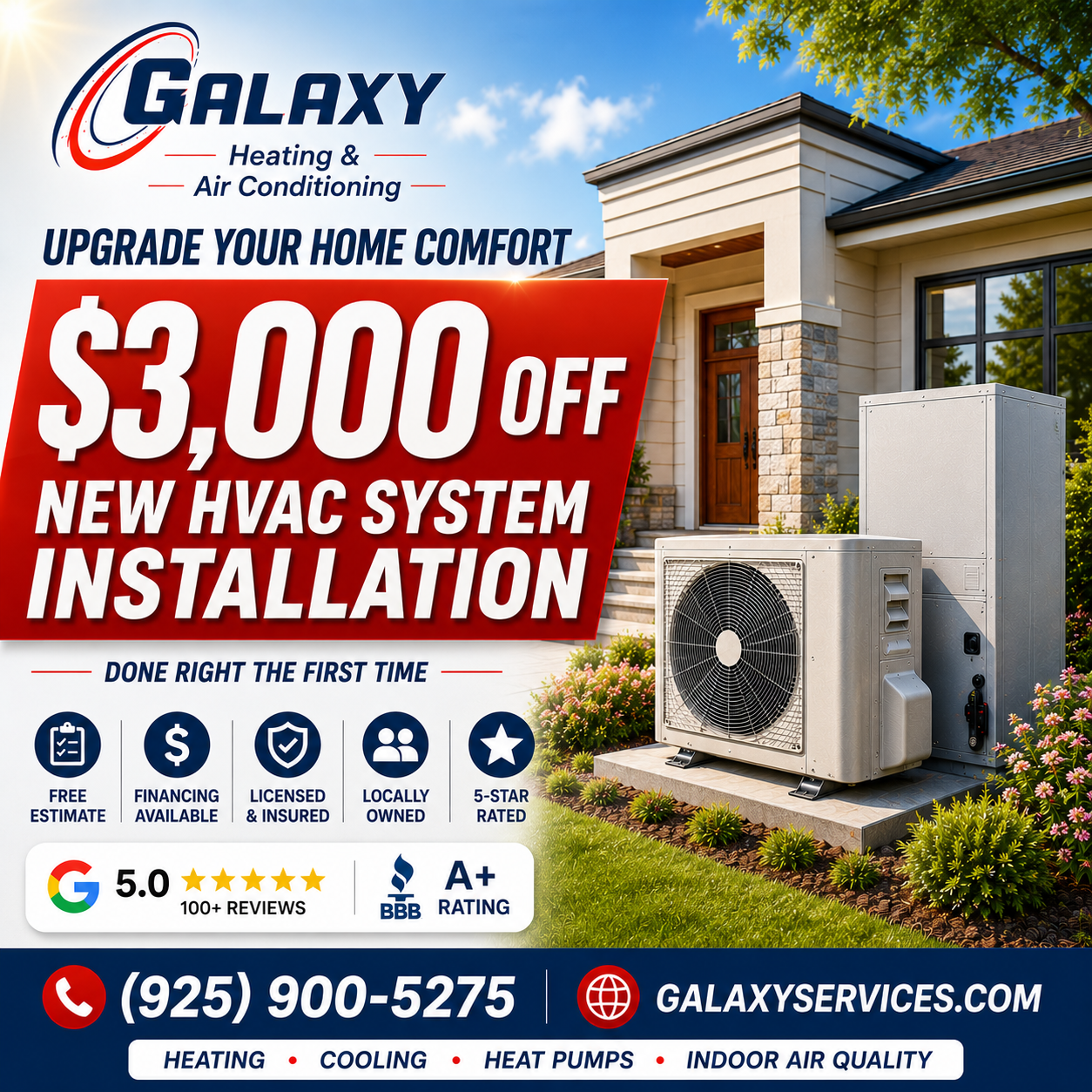 Galaxy Heating & Air Conditioning ChatGPT ad — Save $3,000 on a New HVAC System