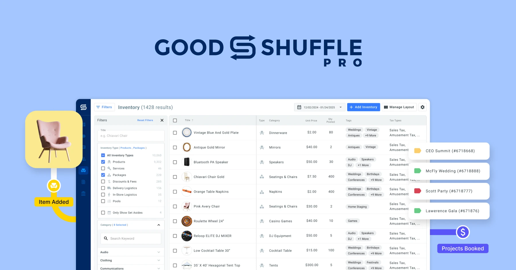 Goodshuffle, Inc ChatGPT ad — Event and Party Rental Software
