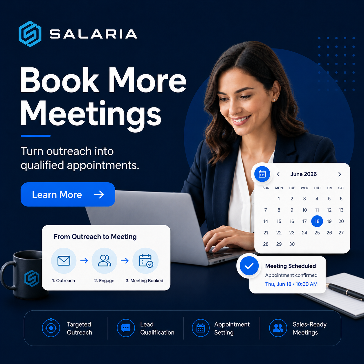 Salaria Sales Solutions ChatGPT ad — Book More Meetings in Email Marketing & CRM