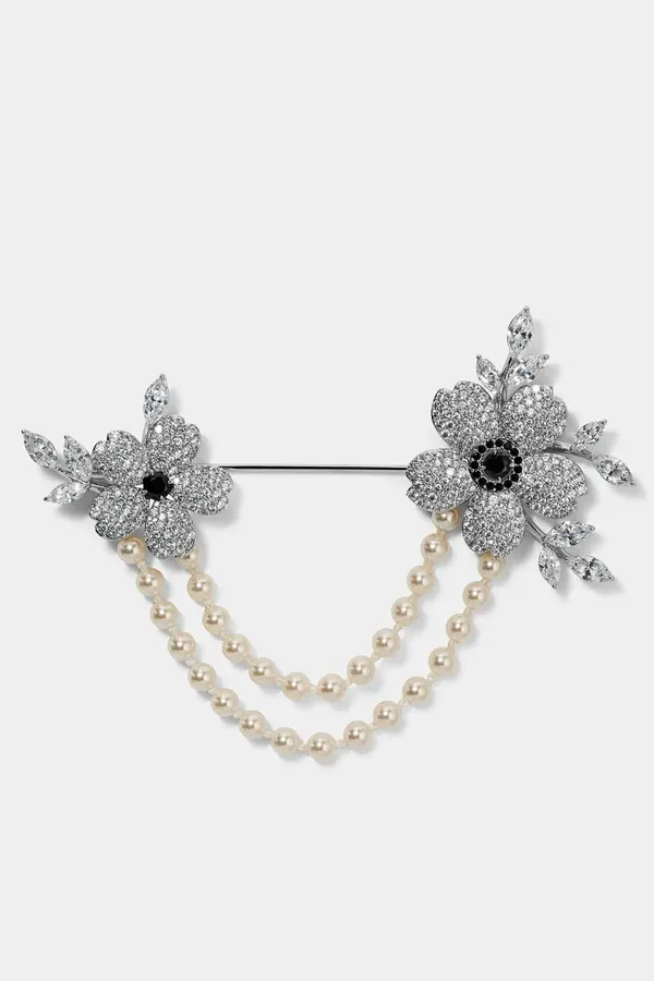 Nadri ChatGPT ad — CEREMONY SWAG FLOWER PIN SWAG - Rhodium