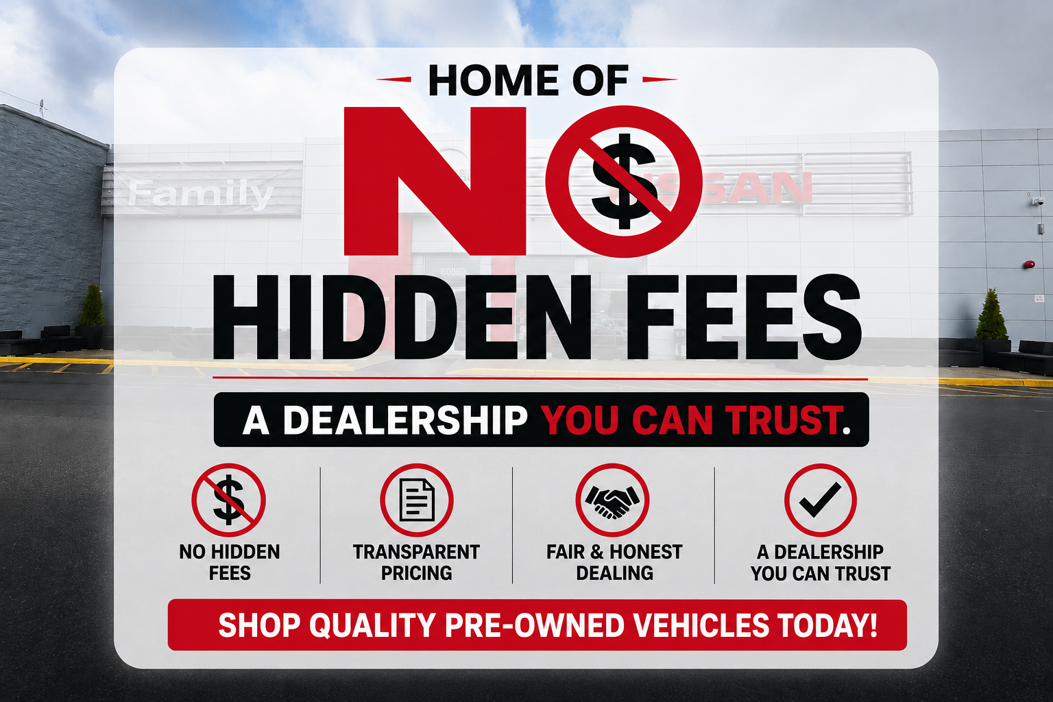 Family Nissan ChatGPT ad — Used Vehicles With NO Hidden Fees in Conversion Van & Sprinter Campervan Custom Upfitters