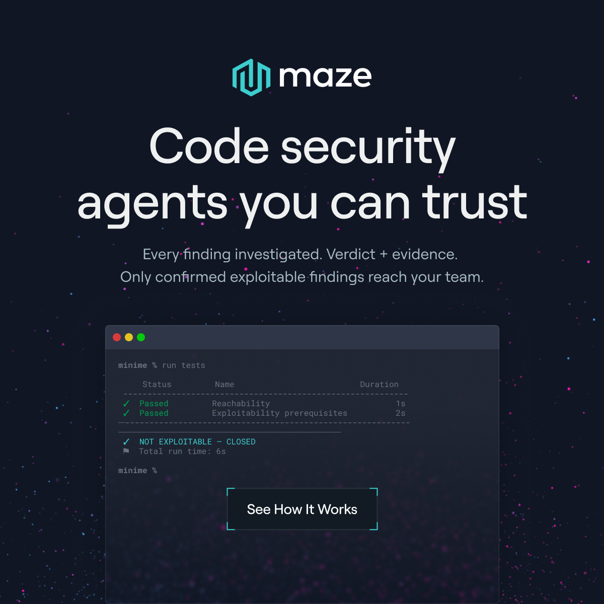 Maze ChatGPT ad — Code security agents you can trust.