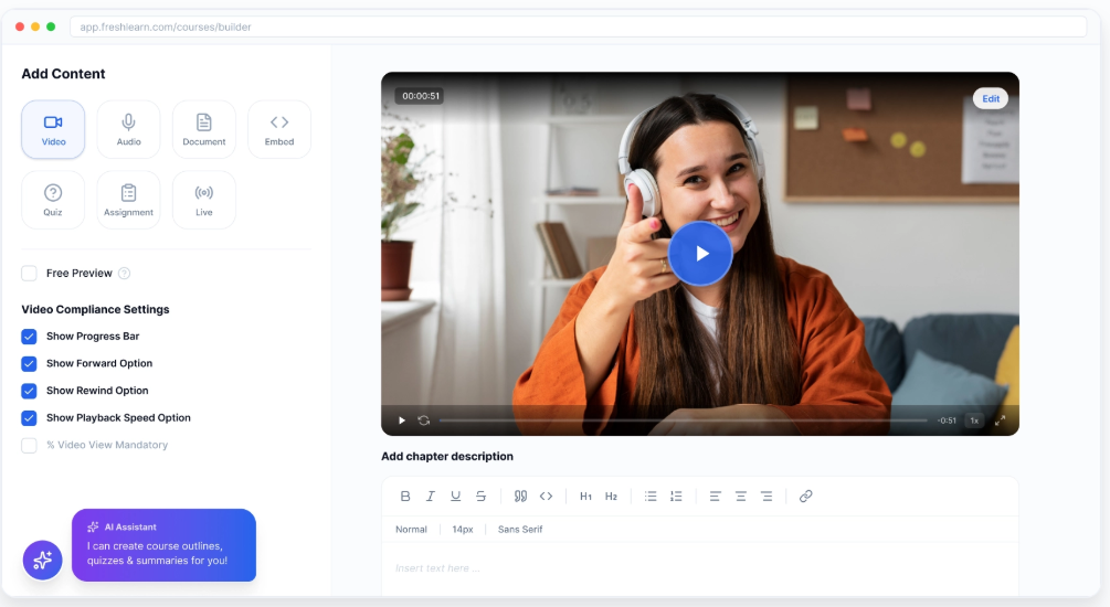 FreshLearn, Inc ChatGPT ad — Sell Courses Online (Free) in Education & Learning