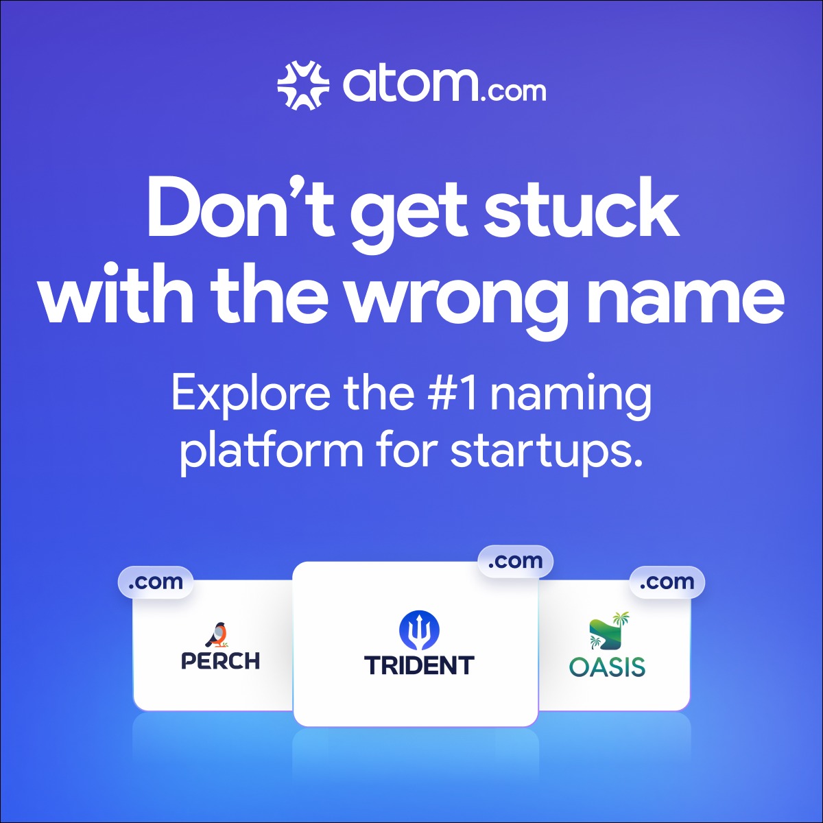 Atom.com ChatGPT ad — Where serious buyers find names.