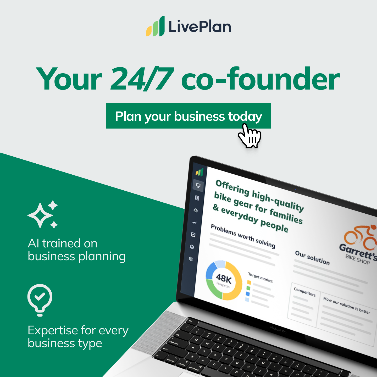Palo Alto Software, Inc. ChatGPT ad — From AI Draft to Real Plan — Start Free in Crypto & Investing