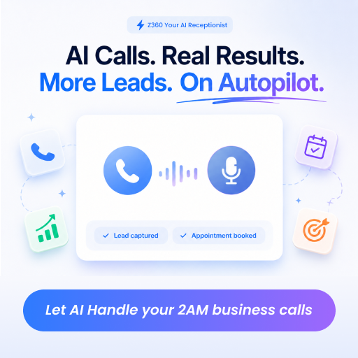 Z360 BIZ LLC ChatGPT ad — A front desk that books while you work in SaaS & Productivity