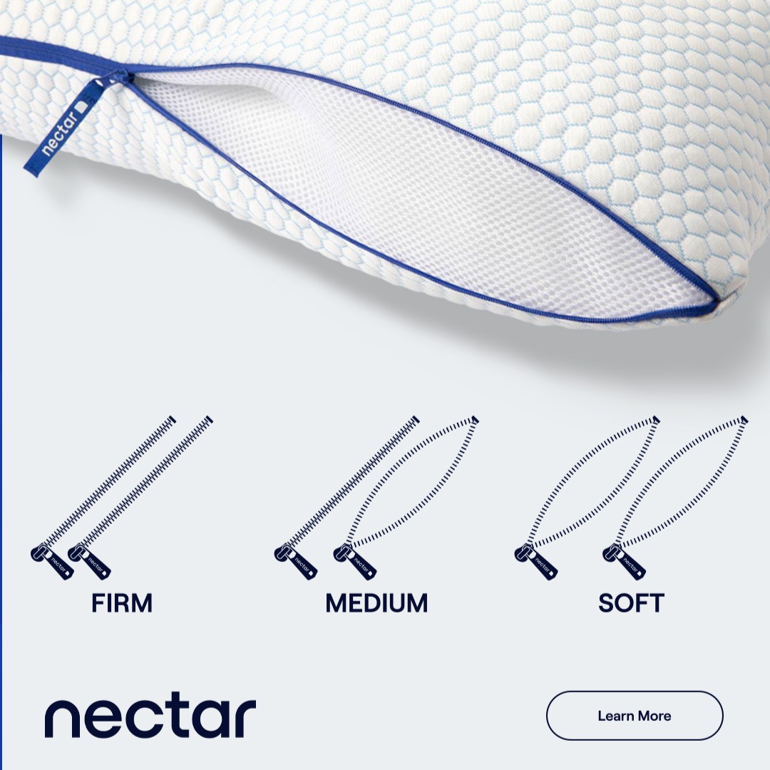 Nectar ChatGPT ad — Tri-Comfort Adjustable Firmness Cooling Pillows