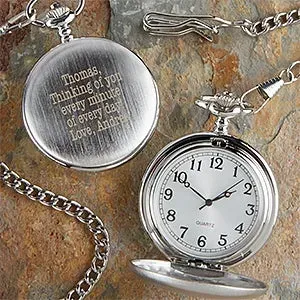 Personalization Mall ChatGPT ad — Engraved Silver Pocket Watch in Custom Engraving & Personalization Services