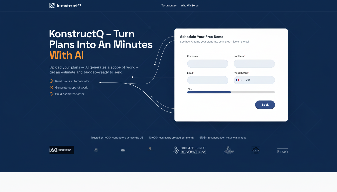 KonstructIQ, Inc. ChatGPT ad — Plans into Estimates With AI in Real Estate