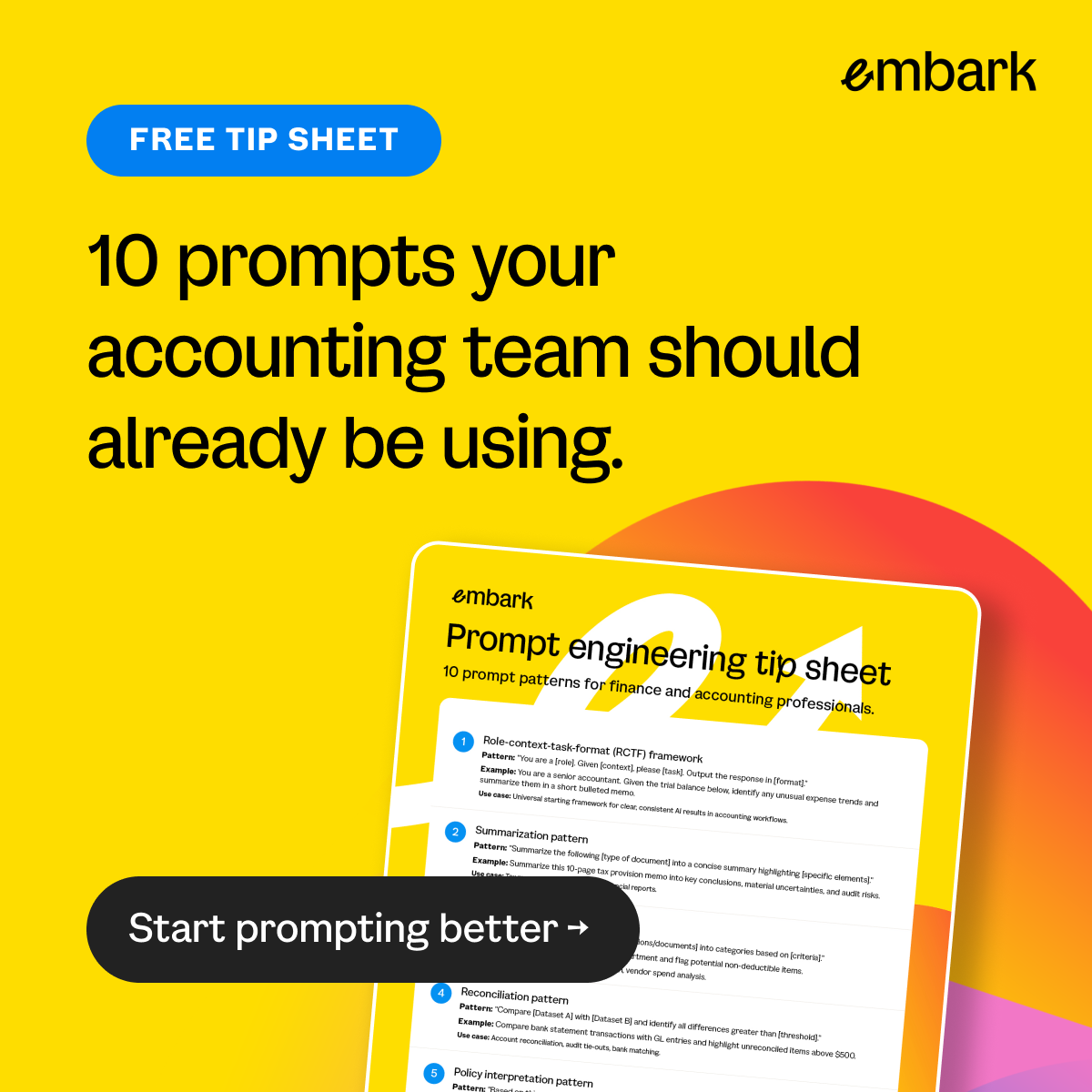 Embark Consulting ChatGPT ad — Finance AI Prompt Guide