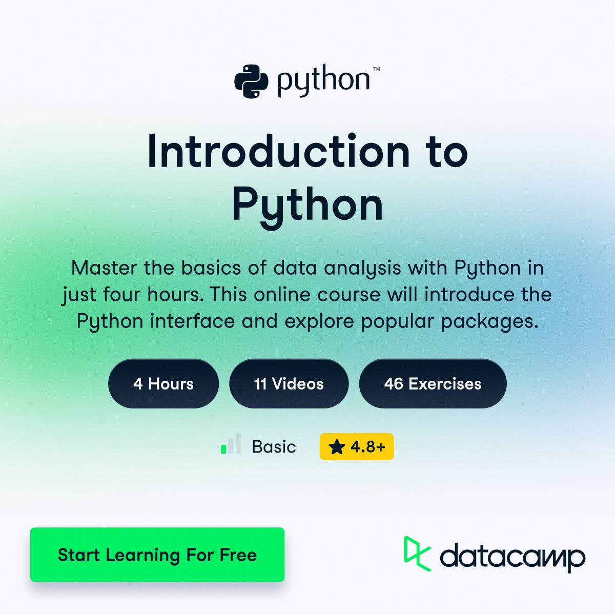 DataCamp ChatGPT ad — Code Python Using AI