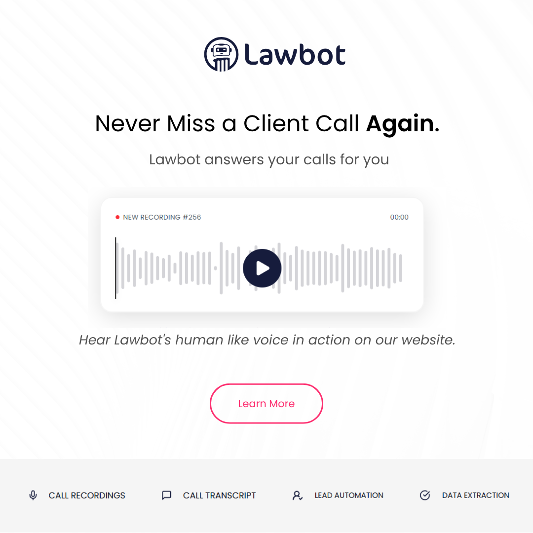 Lawbot.ai ChatGPT ad — LawBot — AI Receptionist & Voice Platform for Law in AI Note Takers & Meeting Assistants