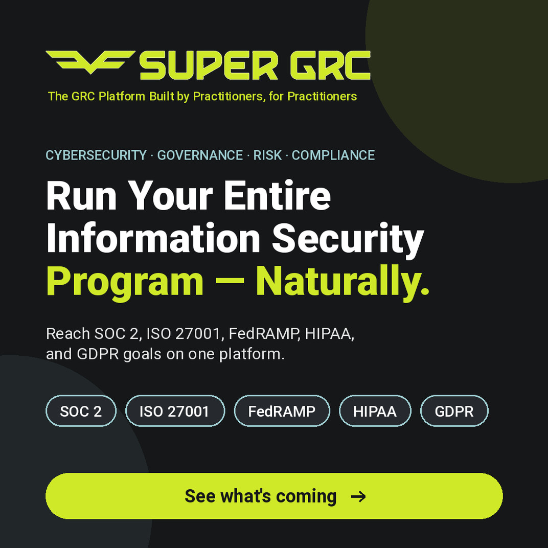SuperGRC, Corp ChatGPT ad — All-In-One: GRC and Information Security Program