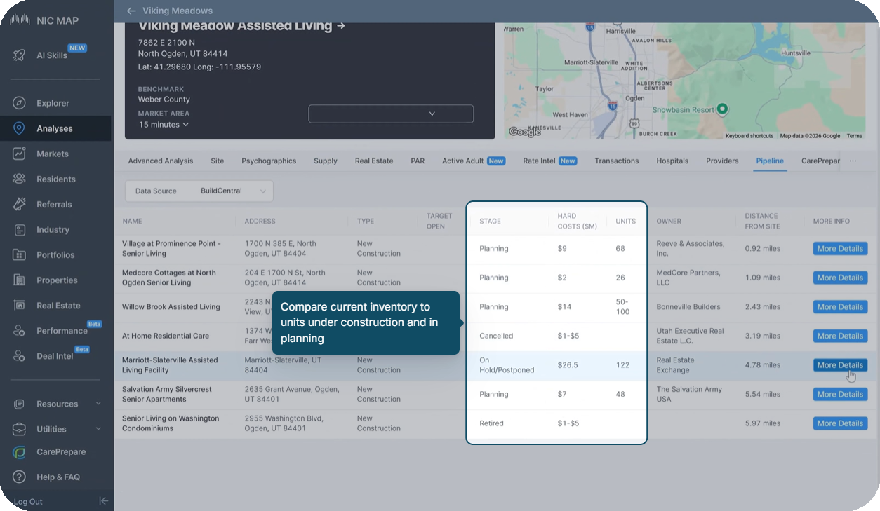 NIC MAP Vision LLC ChatGPT ad — Track the Senior Housing Pipeline in Real Estate