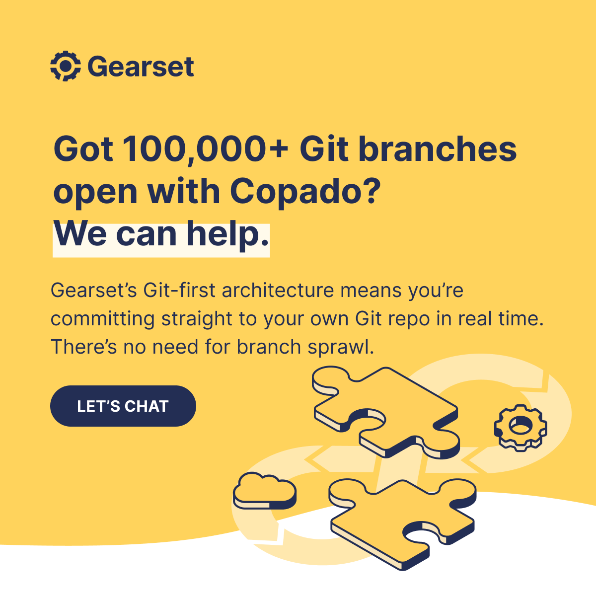 Gearset ChatGPT ad — Escape 100,000+ Copado branches with Gearset.