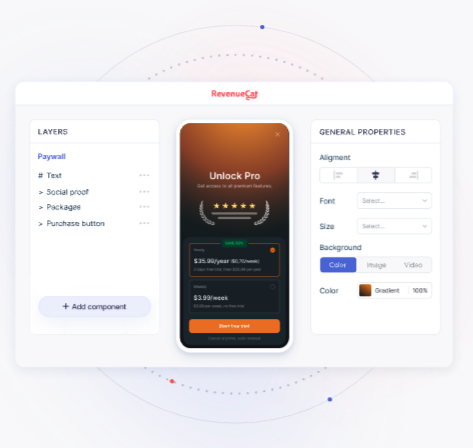 RevenueCat Inc ChatGPT ad — Build, test, and perfect mobile paywalls in Crypto & Investing