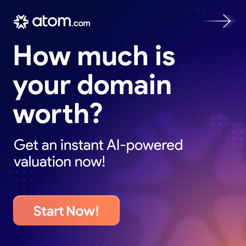 Atom.com ChatGPT ad — What's your domain actually worth?