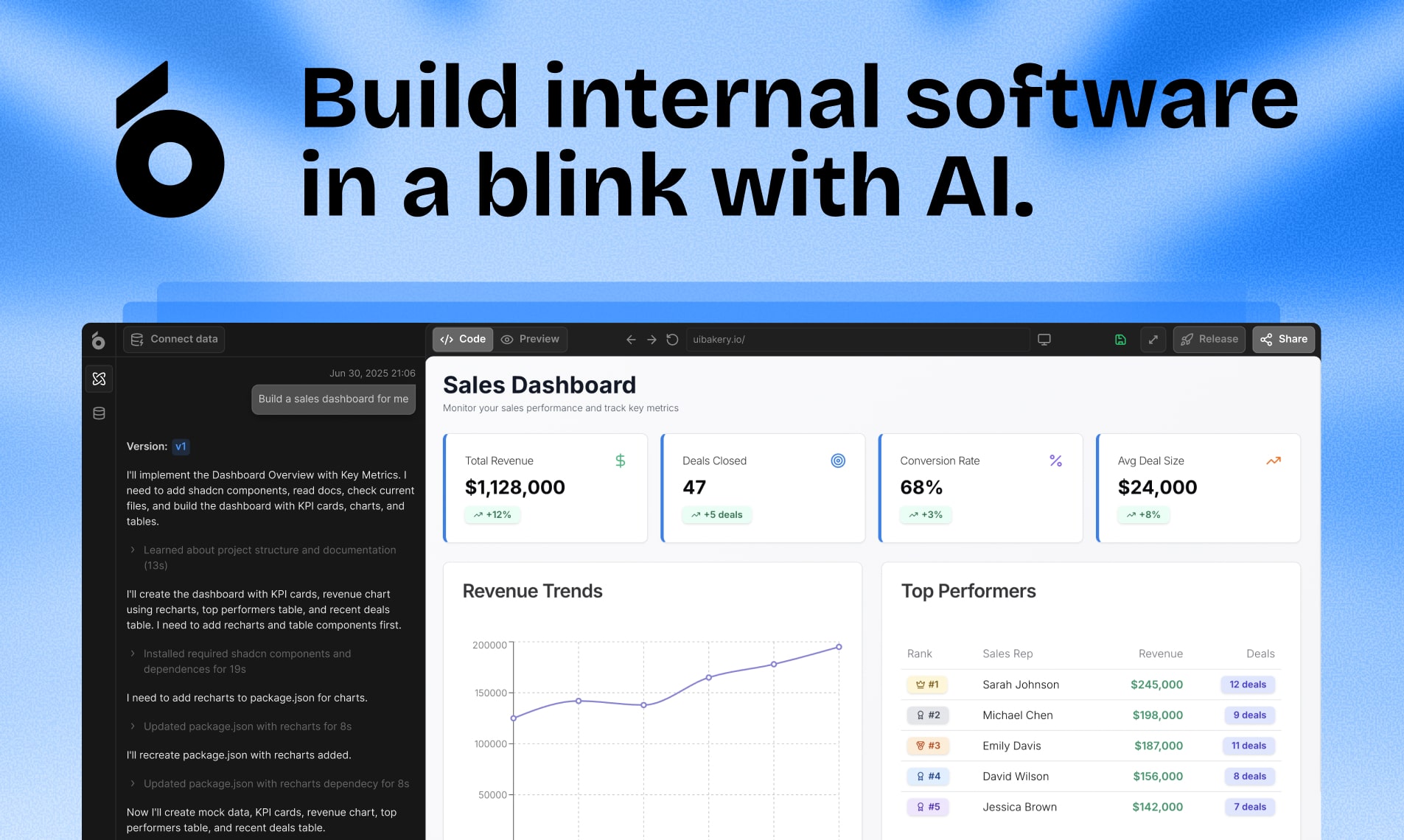 UI Bakery, Inc. ChatGPT ad — Low-Code Builder in Cloud & DevOps